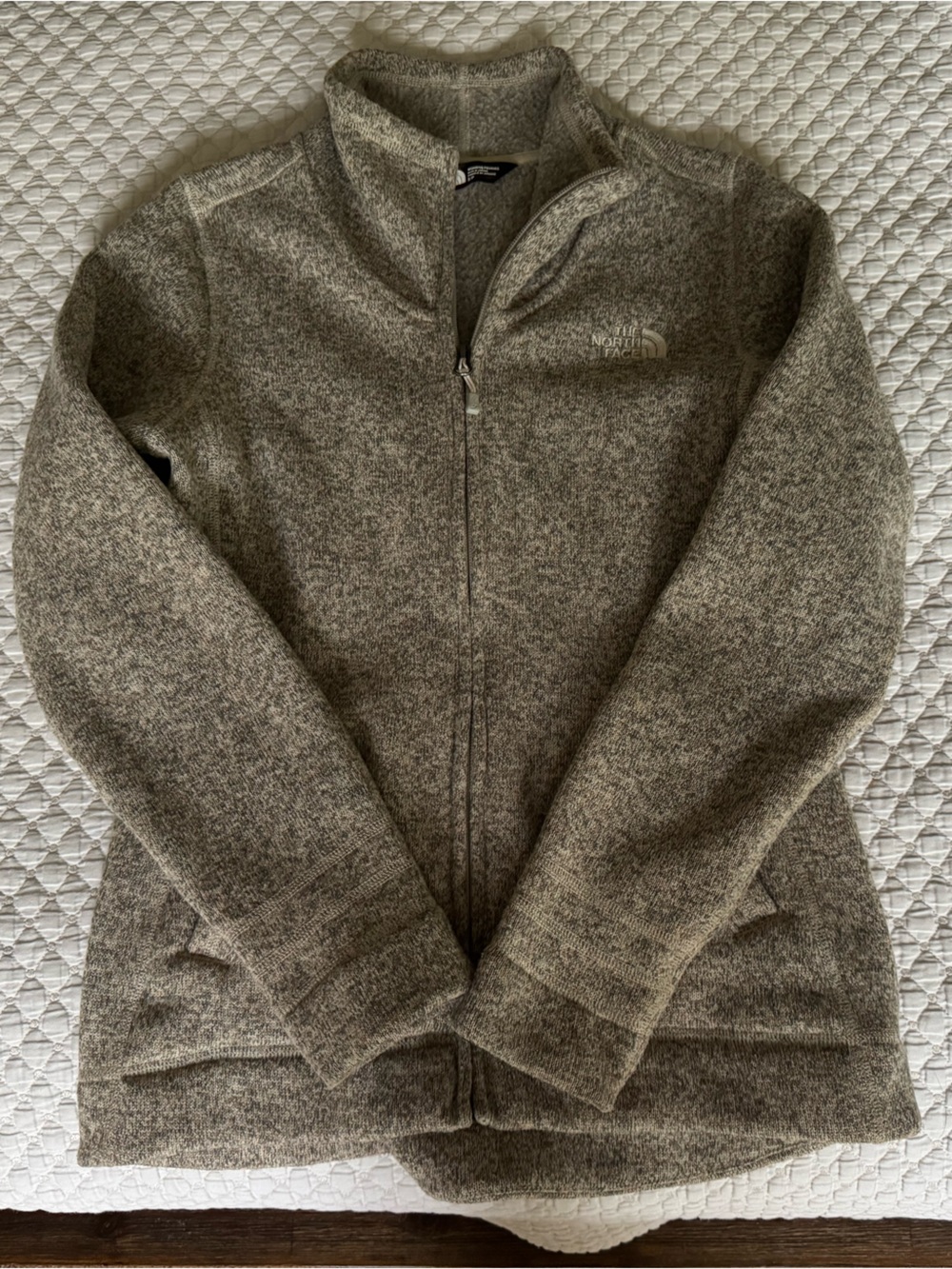 The North Face Women’s Heather Gray Teddy Fleece Full-Zip Jacket